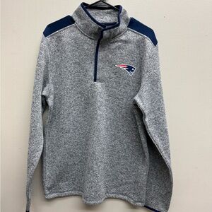 NFL Gray and Navy Zip-Up Sweater New England Patriots